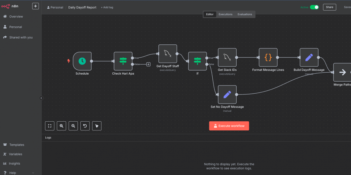 Automasi Cuti Harian ke Slack Menggunakan n8n